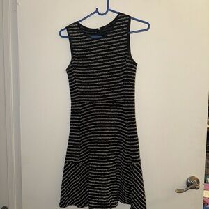 Theory Black and White Striped Dress